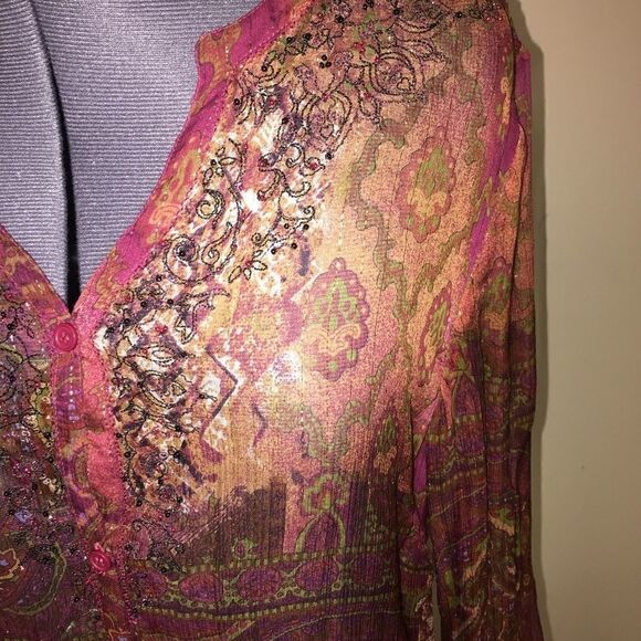 Chico's size 1 (med/8) Sheer button up blouse - Picture 2 of 6